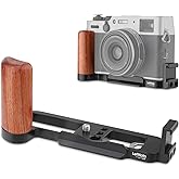 Leftfoto X100VI Retro Handgrip L-Shape Bracket with Rose Wooden Grip for Fujifilm X-100VI / X-100V Vlog Digital Camera,with Built-in Bottom Arca Quick Release Plate and Cold Shoe