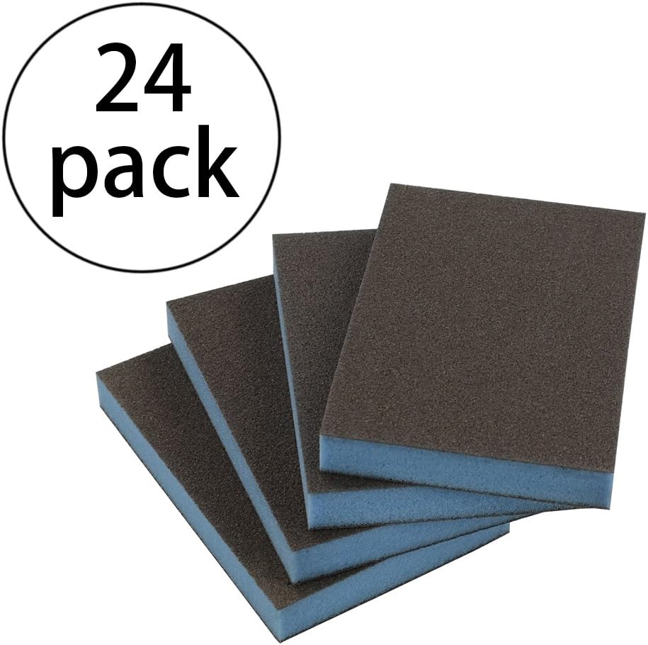 Kekow Sanding Sponges, Fine Grit, 3.82"X 2.72"X 0.47", 24 Packs