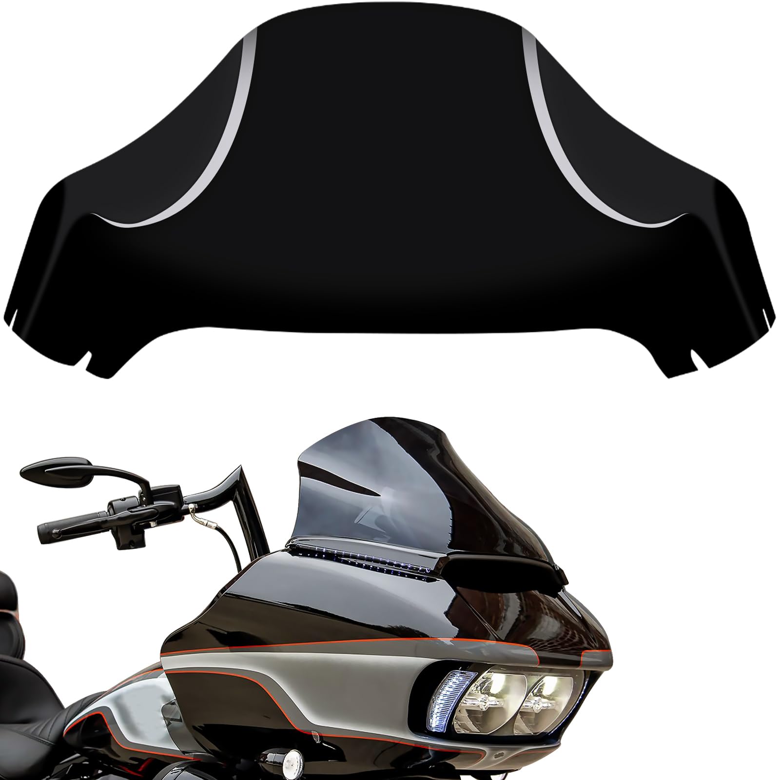 Photo 1 of 13" Windshield for Road Glide FLTRX 2015-2023, Motorcycle Windscreen Splitter Wind Shield Visor Replacement Accessories for Harley Davidson CVO Road Glide Limited 3 ST Special Ultra, Black Windshield