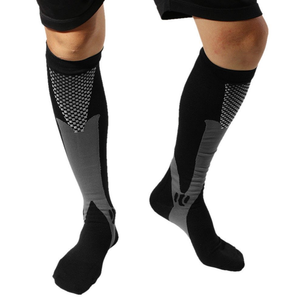 Enshey Unisex Leg Compression Socks, 20-30mmHg for Men & Women Performance Sports BEST Stockings for Running, Athletic, Edema, Diabetic, Varicose Veins, Travel (Black)