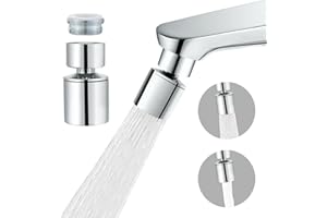 KOOTTI Swivel faucet aerator, 360° Swivel Kitchen Faucet Aerator, Dual-function 2-Flow Sprayer Faucet Head Replacement Kitchen Sink Faucet 55/64 inch Female Thread Faucet Extender (Chrome-1)