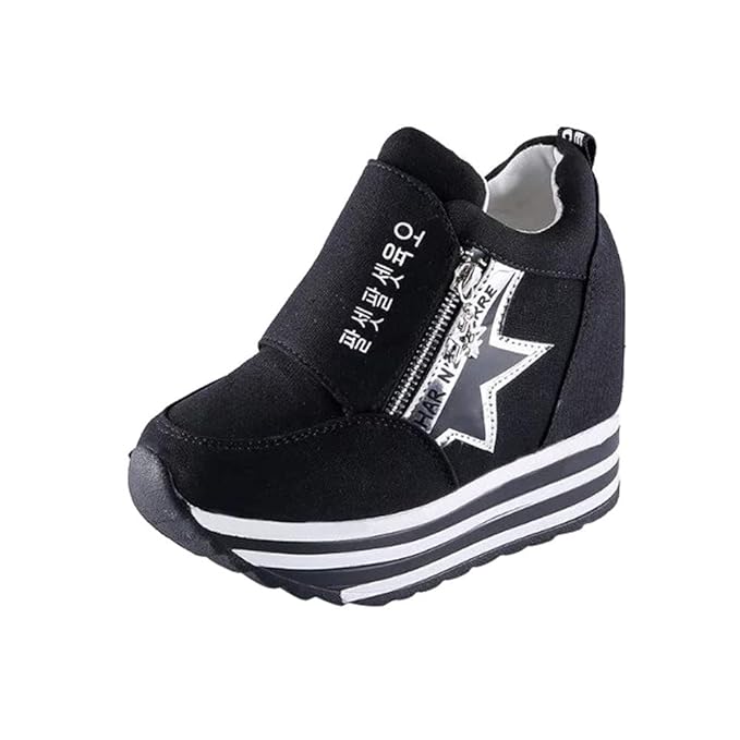 Dener Women Ladies Platform Wedge Sneakers Zippers