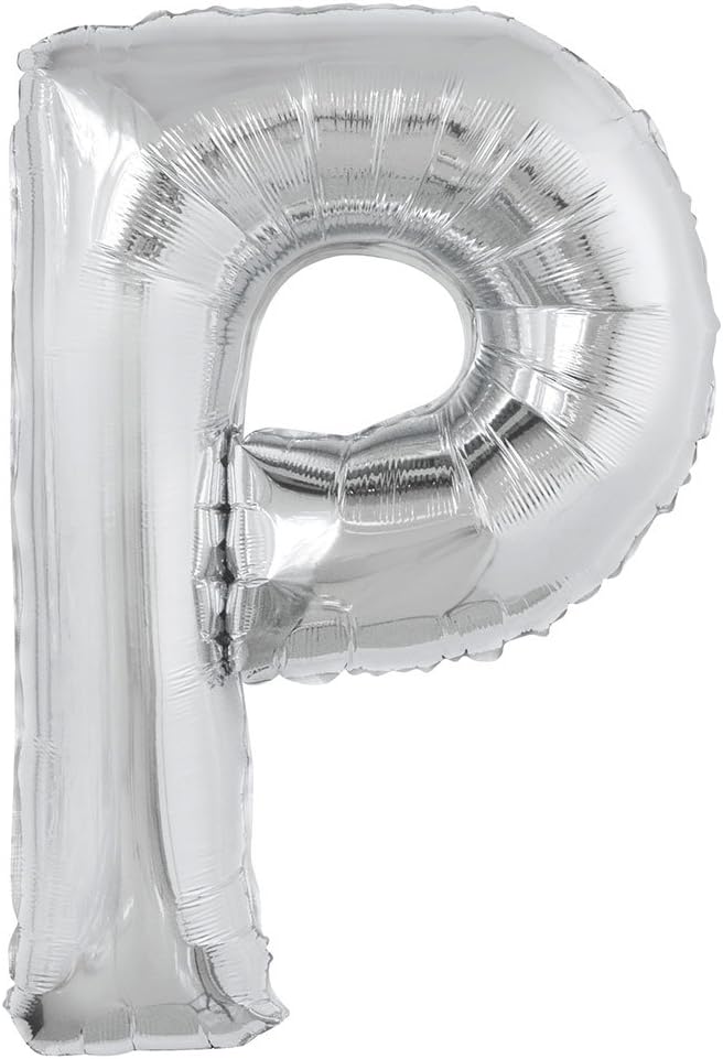 Unique Party 57523 - 34" Giant Silver Foil Letter P Balloon, Large