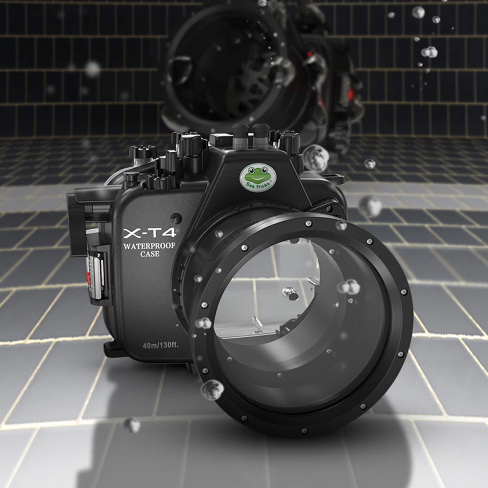 Seafrogs Underwater Housing for Fujifilm X-T4 [40M/130FT] Waterproof Scuba Diving Case for Fuji xt4 +XC16-50mm /18-55mm , Built-in Leak Detection Sensor, Vacuum System Port