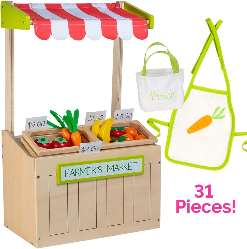 Adora Amazing World &ldquo;Farmer&rsquo;s Market Wooden Play Set&rdquo; &ndash; 31 Piece Accessory Set for 18&rdquo; Dolls [Amazon Exclusive]