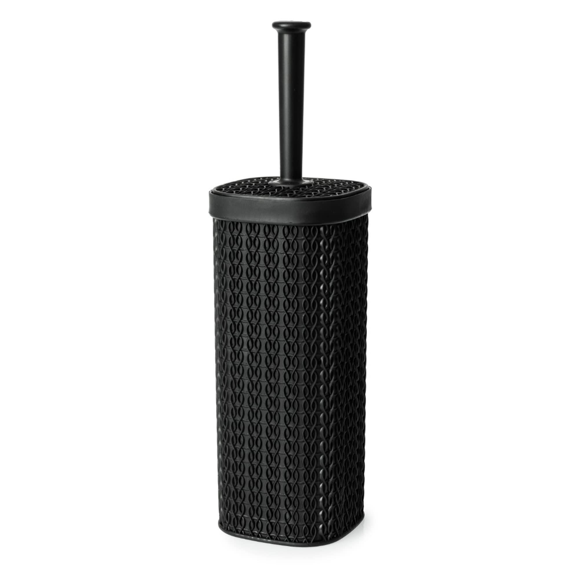 Blue Canyon Lace Toilet Brush & Holder for Bathroom, Flexible Toilet Bowl Plastic Brush Head for Deep Cleaning, Compact Size, Elegant Design with Odour Free Holder – Black