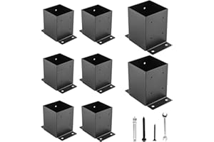 YVHFWOY 4x4 Post Base, Post Brackets(Inner Size 3.6"x3.6")，Black Powder Coated Heavy Thick Steel Post Anchor for Deck Porch Handrail Fence Plate Pergola Support(8 PCS)…