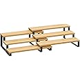SONGMICS Display Risers, Set of 2 Engineered Wood Perfume Organizer Stand, 3-Tier Cupcake Stand Holder, Spice Rack, Shelf Risers for Figures, Dessert Shelves, Natural Beige and Ink Black UKCS016N01