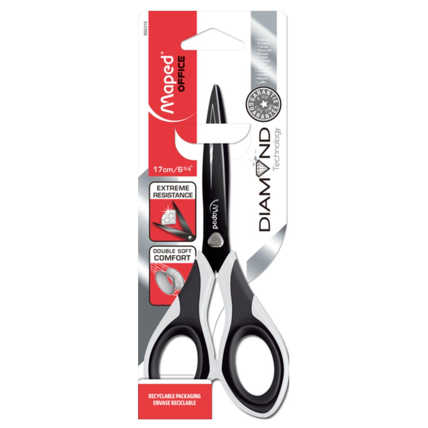 Maped Diamond M692310 Asymmetrical Scissors 17 cm Black/White