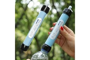 2pcs Personal Water Filter Straw Mini Water Purifier Gear for Camping, Travel and Emergency Preparedness