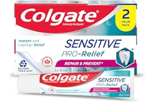 Colgate Sensitive Pro-Relief Repair & Prevent Toothpaste - Dual Zinc and Fluoride Formula for Gum Health, Cavity Protection W