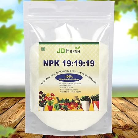 JD FRESH NPK (19 : 19 : 19) (250 Gm) (Speciality Crystalline 100% Water Soluble Complex Fertilizer)(Foilar Spray Nutrition) npk fertilizers Plants (250 GM)