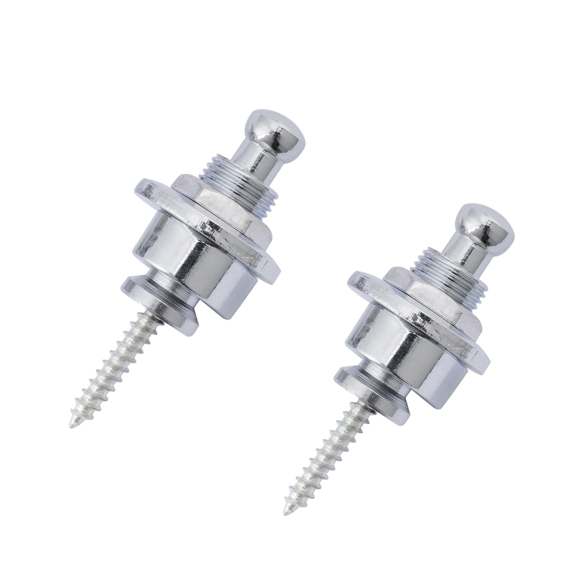 Musiclily Metal Round Head Guitar Strap Locks Strap Buttons Security Straplocks for Electric Acoustic Guitar and Bass Guitar,Chrome (Set of 2)