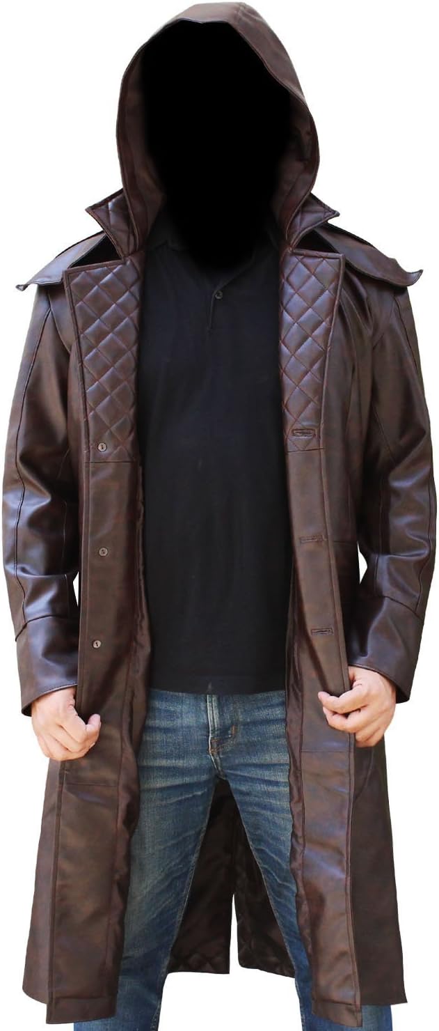 NAFasions Men's Syndicate Jacob Frye Hooded Quilting Brown Coat