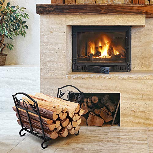 Fireplace Log Holder Wrought Iron Indoor Fire Wood Stove Stacking
