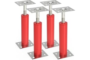 FOROIRON 4 Pack Red House Jacks for Leveling Adjustable Floor Jack Post Floor Jack for House Telescoping Jack for Temporary Support, Support up to 5500 LBS, Adjustable Range 12 inch - 16 inch
