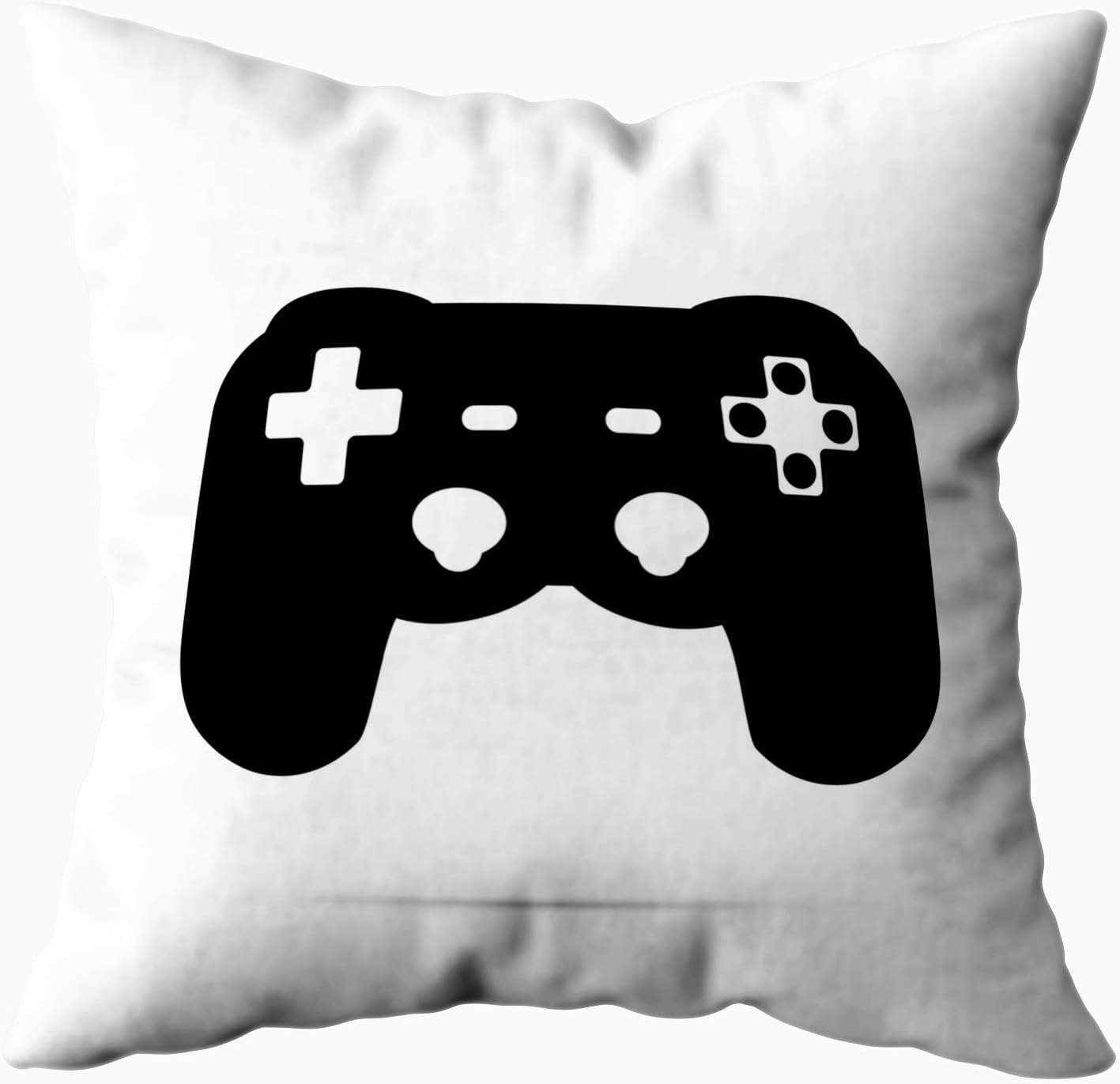 TOMKEY Black Pillow Covers, Hidden Zippered 16X16Inch Video Games Controller Icon Decorative Throw Cotton Pillow Case Cushion Cover for Home Decor,Black White