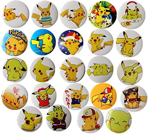The Bigger Vivider 1 .75 inch Badge / Button / Pin / Pinback/ Button Set, (Pikachu)
