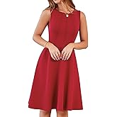 YATHON Fit and Flare Cocktail Dress A-Line Pleated Knee Length Stretchy Semi Formal Dresses for Women with Pockets