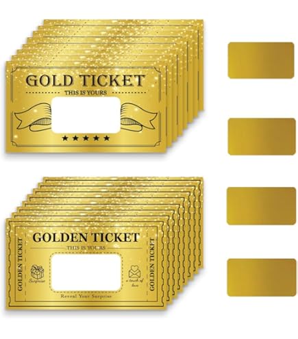 Amazon.com: Gosknor 6 Sets Golden Ticket Scratch-off Cards, Golden