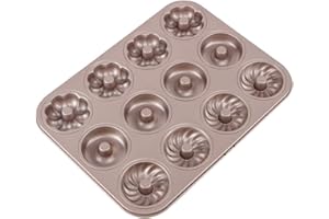 Webake Donut Pan 12 Cavity Fluted Flower Cake Tin Pan Heavy Duty Steel Non-stick Flower Small Bundt Pans