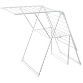 Amazon Basics Foldable Space-Saving 2-Wing Metal Clothes Drying Rack, 61x23.6x39.3 inches, White