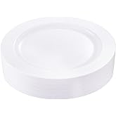 bUCLA 30PCS White Plastic Dinner Plates Disposable - Premium 10.25inch White Weddings and Party Dinner Plates