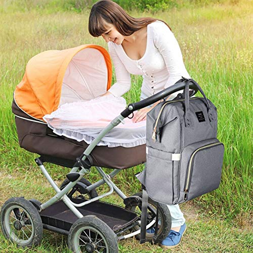 Diaper Backpack, Large Capacity Baby Bag, Multi-Function Travel Backpack Nappy Bags, Nursing Bag, Fashion Mummy, Roomy Waterproof for Baby Care, Stylish and Durable, Linen Grey