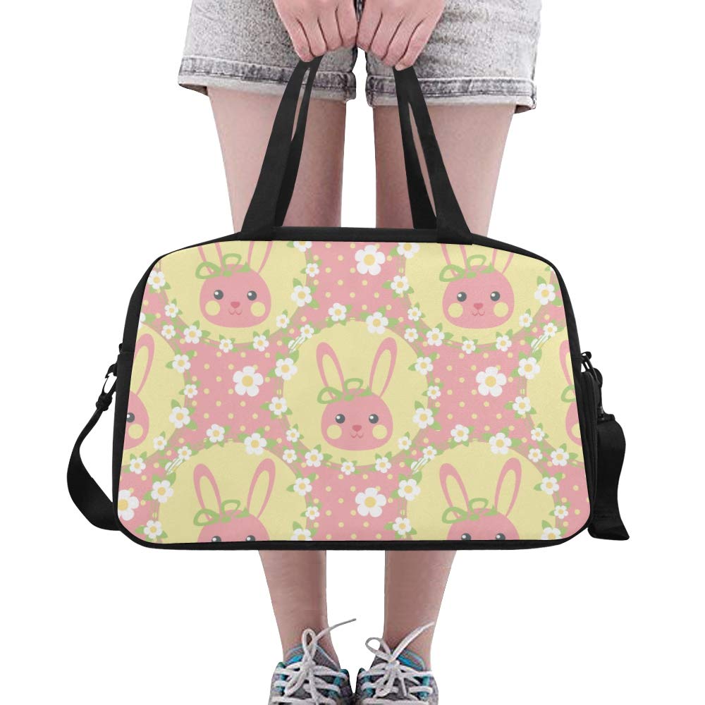 Tote Bags Floral Flower Rabbit Bunny Crossbody Fitness Coach Comfortable Duffel Workout Bag For Stud