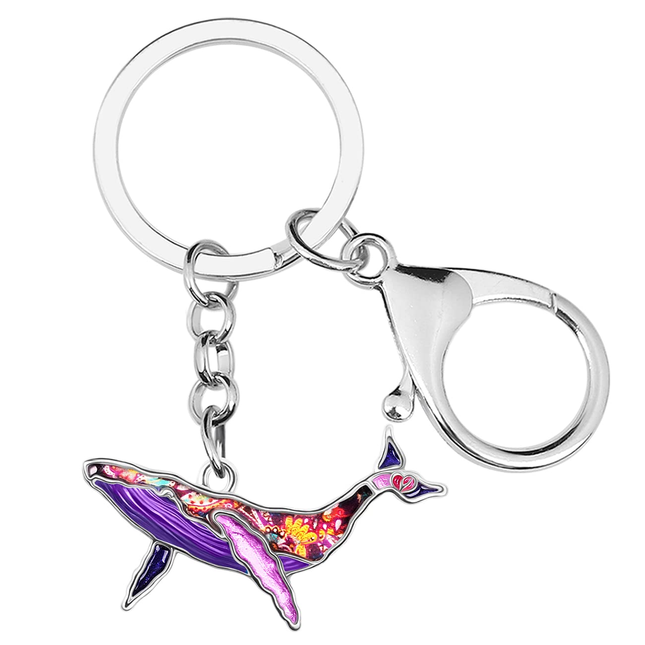 Enamel Alloy Cute Whale Keychain Ocean Keyrings For Women Girls Bag Wallet Charms Novelty Gifts (Purple)