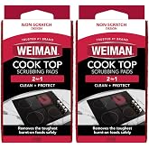 Weiman 6 Count Cooktop Scrubbing Pads, Removes Burnt-on Food, Scratch Free | Non-Abrasive for Burnt-On Food &amp; Grease, Safe for Ceramic, Electirc, Gas &amp; Induction Cooktop, Sink, Showers, Dishes &amp; Tub