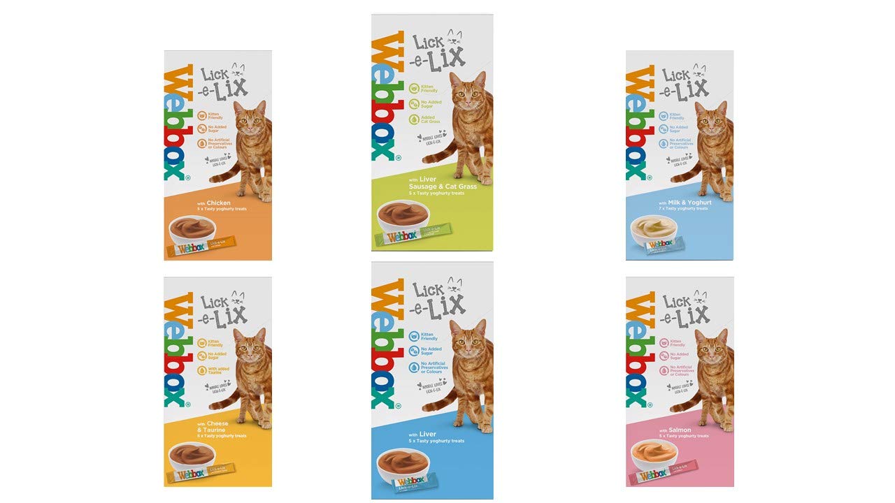 WUNDAPETS *NEW* 6 X MIXED VARIETY PACK WEBBOX DELIGHT LICK-E-LICKS CAT KITTEN TREAT SNACK