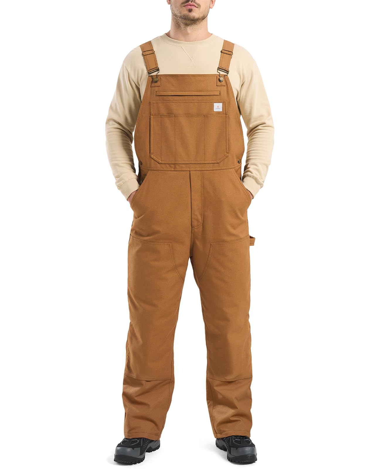 Photo 1 of HISEA Insulated Bib Overalls for Men, Winter Water Resistant Duck Canvas Overall, Loose Fit Utility Workwear for Cold Weather