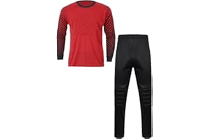 KKmeter Kids Boys Goalkeeper Padded Jersey and Pants Outfit Soccer Goalie Football T-Shirt Training Uniform