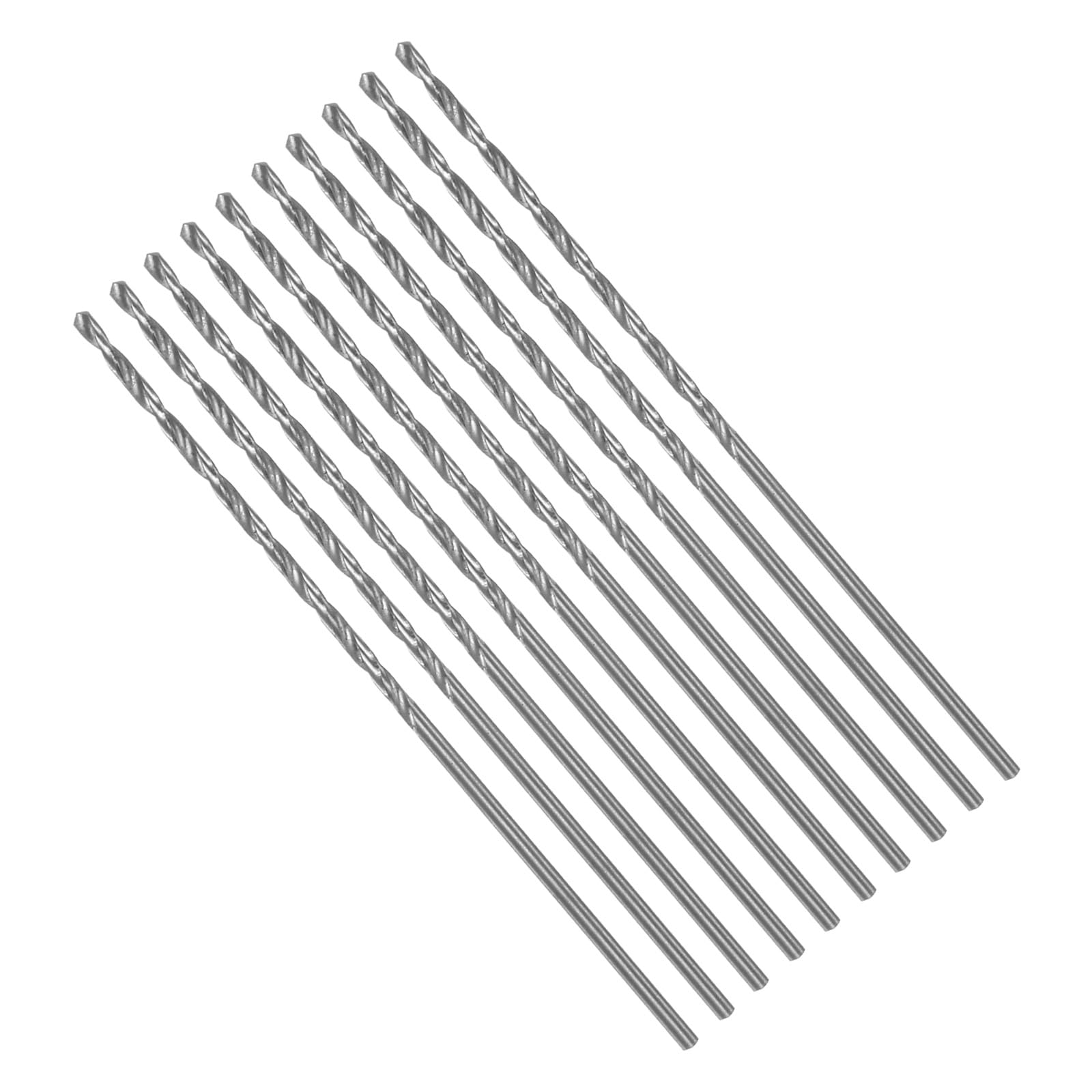 CoCud Long Twist Drill Bits, 1.5mm Cutting Diameter 0.06" Shank 1.38" Blade Length, High-Speed Steel Jobber Bit Set (Applications: for Metal Wood Plastic), 10-Pieces