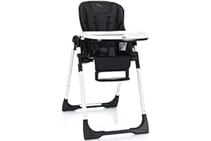 INFANS High Chair for Babies & Toddlers, Foldable Highchair with Multiple Adjustable Backrest, Footrest and Seat Height, Removable Tray, Detachable PU Leather Cushion, Built-in Rear Wheels (Black)