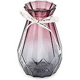 OFFIDIX Glass Vase Gradient Multicolor with Geometric Faceted Design Floral Vase for Weddings, Events, Decorating, Arrangements, Flowers, Office, or Home Decor