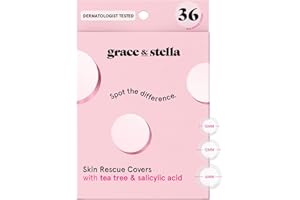 grace & stella Award Winning Multi-Size Skin Rescue Covers with Hydrocolloid - With Salicylic Acid and Tea Tree for Absorbing