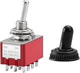 Heschen MTS-402 4PDT ON-ON Miniature Toggle Switch 12 Pin Waterproof Cover Pack view 5