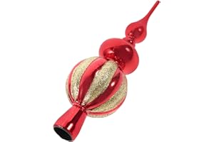 COHEALI Glass Christmas Tree Topper 23CM Spherical Christmas Tree Topper Ornaments Holiday Indoor Suitable for Home Party Decoration Red