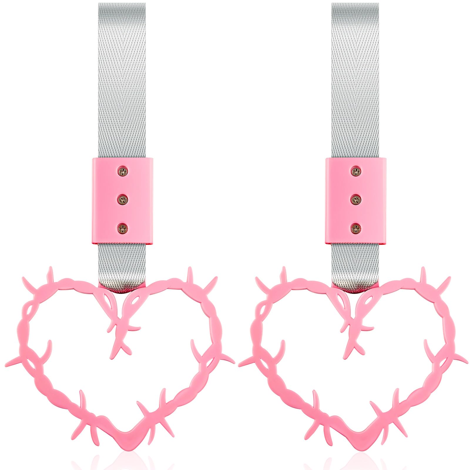 Photo 1 of Fabbay 2 Pieces Heart Handle Keychains Car Accessory Heart Hand Strap Drift Charm for Car Interior Exterior Decoration(Pink,Thorns Style)