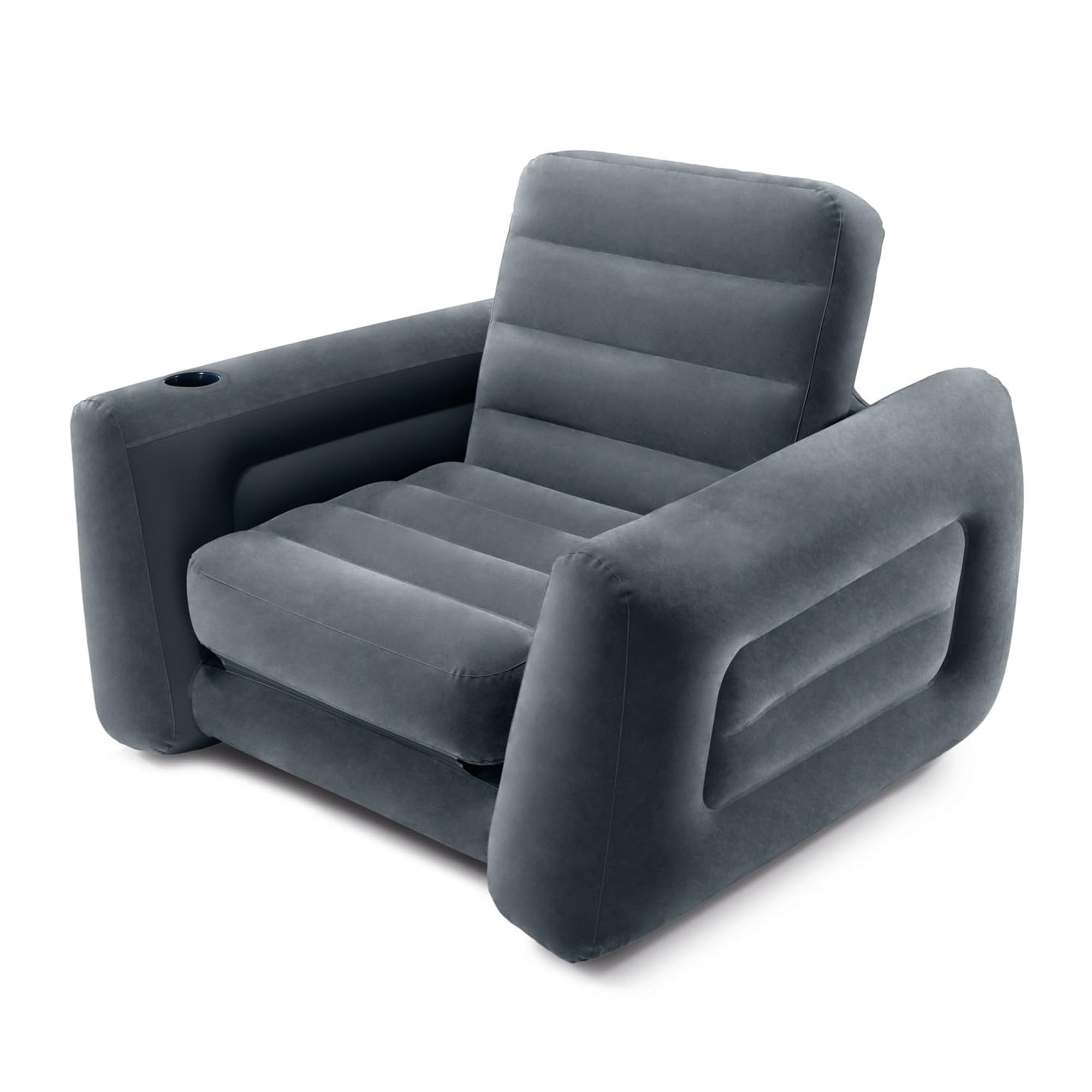 Photo 1 of Intex 66551EP Inflatable Pull-Out Chair: Built-in Cupholder – Velvety Surface – 2-in-1 Valve – Folds Compactly – 80" x 91" x 26"