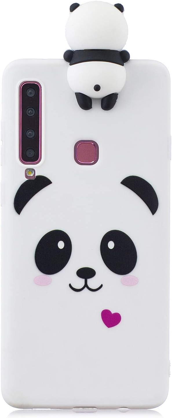 Cute 3D Cartoon Panda Case for Samsung Galaxy A9 2018,Gostyle Colorful Lovely Animal Pattern Soft Silicone Back Cover,Ultra Slim Flexible TPU Bumper Shockproof Cover-White