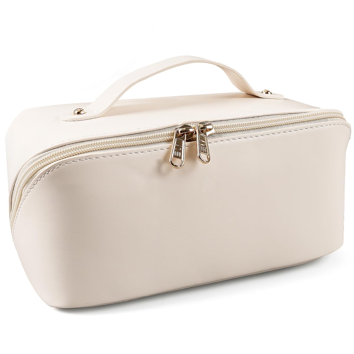 MAMUNU Large Capacity Cosmetic Travel Makeup Storage Bag with Handle Portable Zipper Cosmetic Toiletry Makeup Bag Large with Compartments for Women Girls (White) — image 1