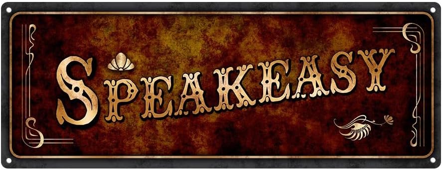 Homebody Accents Brown Speakeasy Metal Sign, 6”x16, Art Deco, Vintage, Retro, Game Room, Den, Wall Décor