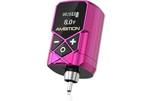 Tattoo Power Supply - Ambition Kuark Mini Wireless Portable RCA Tattoo 2400mAh Lithium Battery Pack with LED Digital Display for Rotary Tattoo Machine