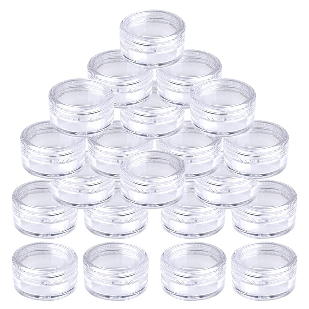 kuou 50 Pcs Empty Plastic Cosmetic Jars, 5ml Sample Containers Pots Bottles with Clear Lids