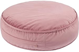YIUOR Round Floor Pillow Cover Velvet Throw Seating Pouf Yoga Meditation Cushion Plush Case Reading Room Decor Cover Only (25.6IN, Dusty Rose)