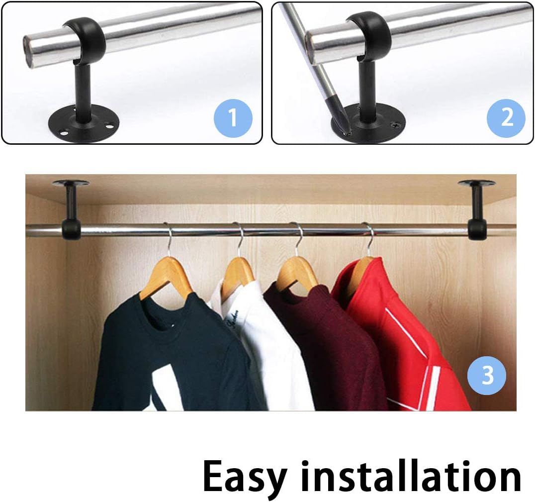 ROLLMOSS 4PCS Ceiling Curtain Rod Brackets, Heavy Duty Ceiling Mount Curtain Rod Bracket with Matching Screws, Wood Curtain Rod Bracket Holder for Bathroom Home Ceiling (Black): Home & Kitchen