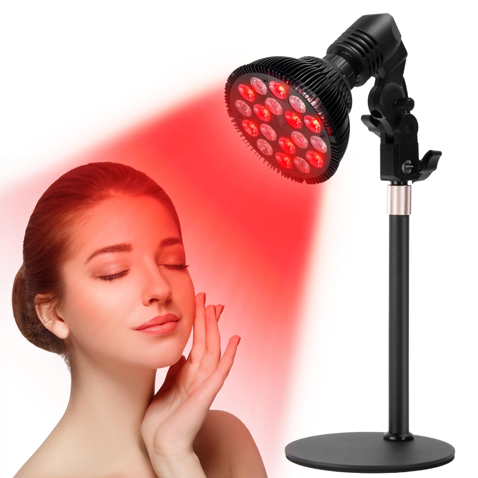 Cozion 24W Red in-frared Lamp, Dual-Wavelength Combination, 18 LEDs Light, 360° Adjustable Gooseneck, with Stable Metal Base,Ideal Gifts for Men & Women,Light Bulbs Do Not Generate Heat